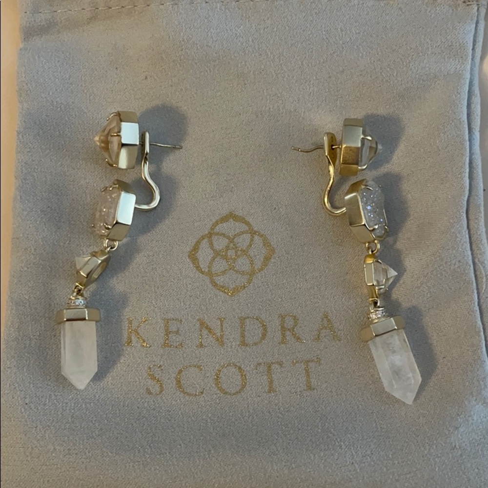 Kendra Scott iridescent Drusy ear jackets + studs